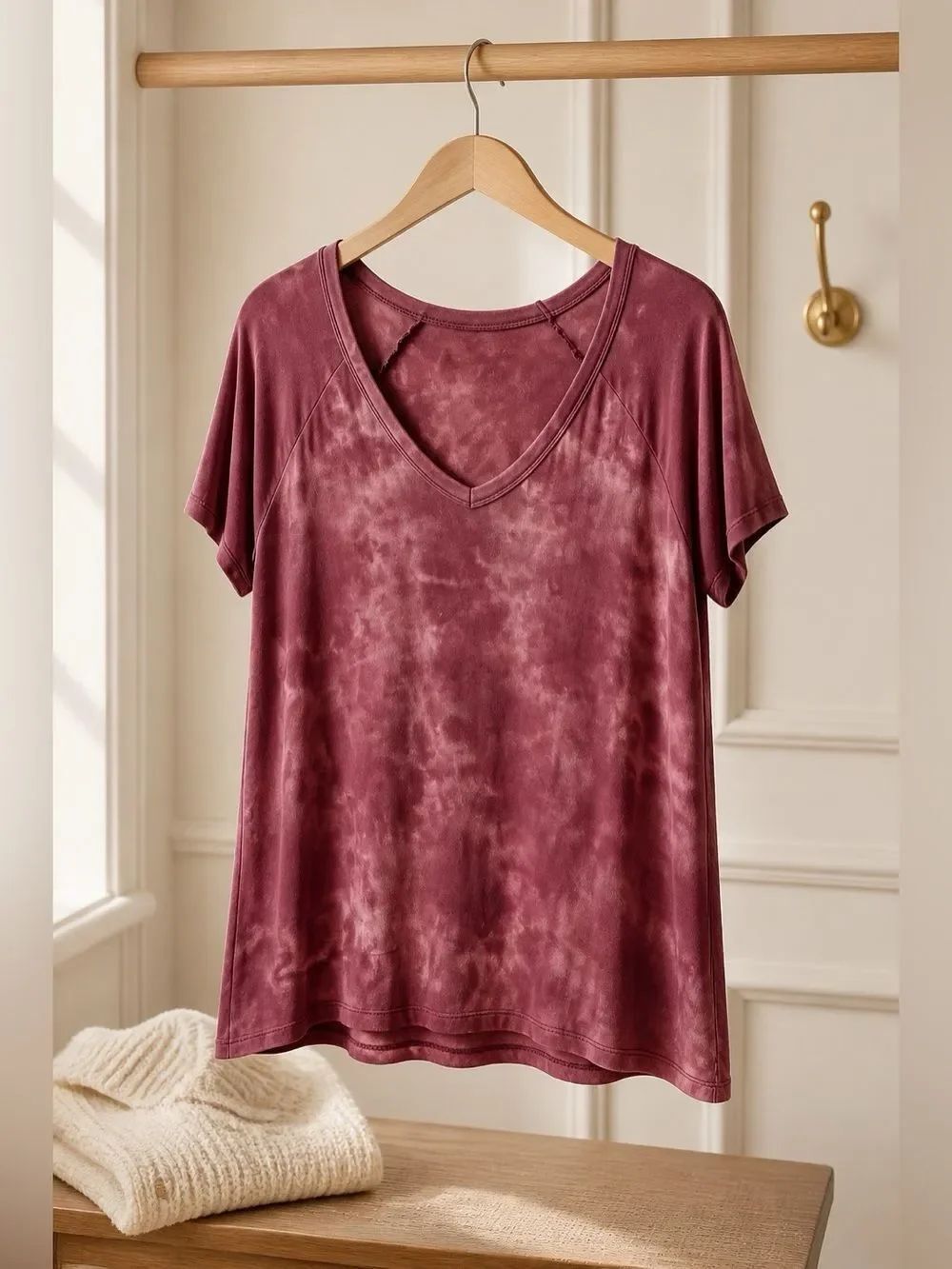 American Eagle Outfitters Women's Tie-Dye Top - Plum